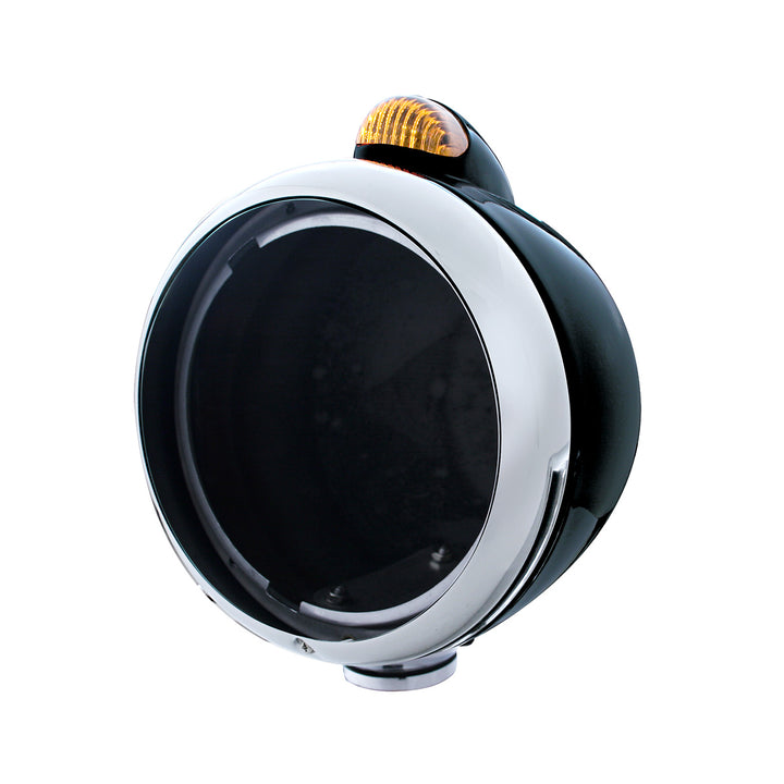 Black Guide 682-C Headlight No Bulb With Dual Mode LED Signal - Amber Lens - View 1
