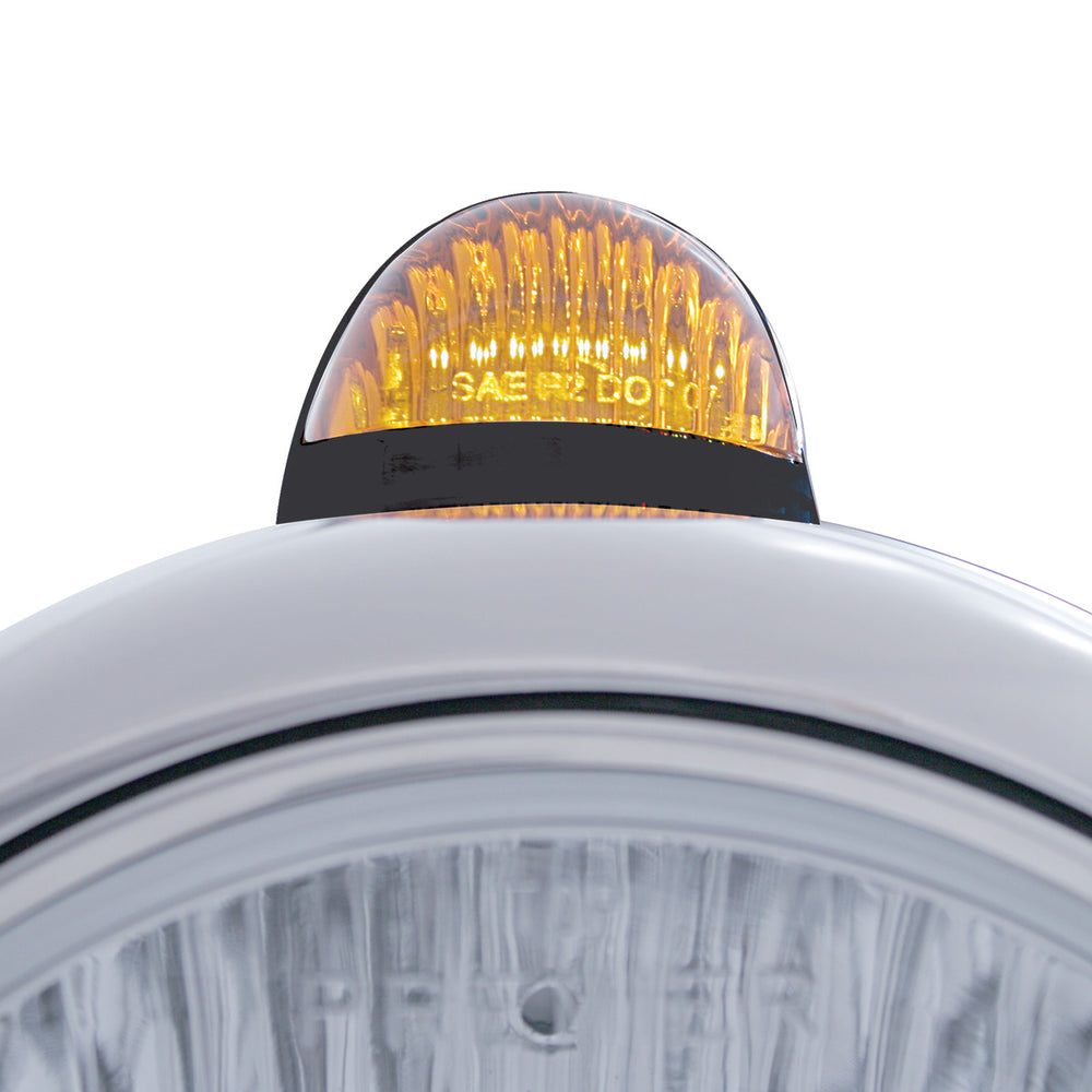 Black Guide 682-C Headlight No Bulb With Dual Mode LED Signal - Amber Lens - View 2