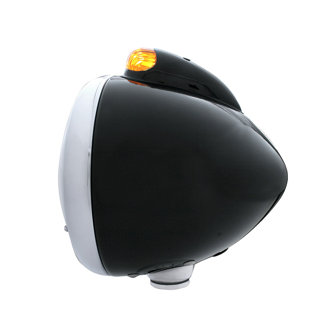 Black Guide 682-C Headlight No Bulb With Dual Mode LED Signal - Amber Lens - View 3