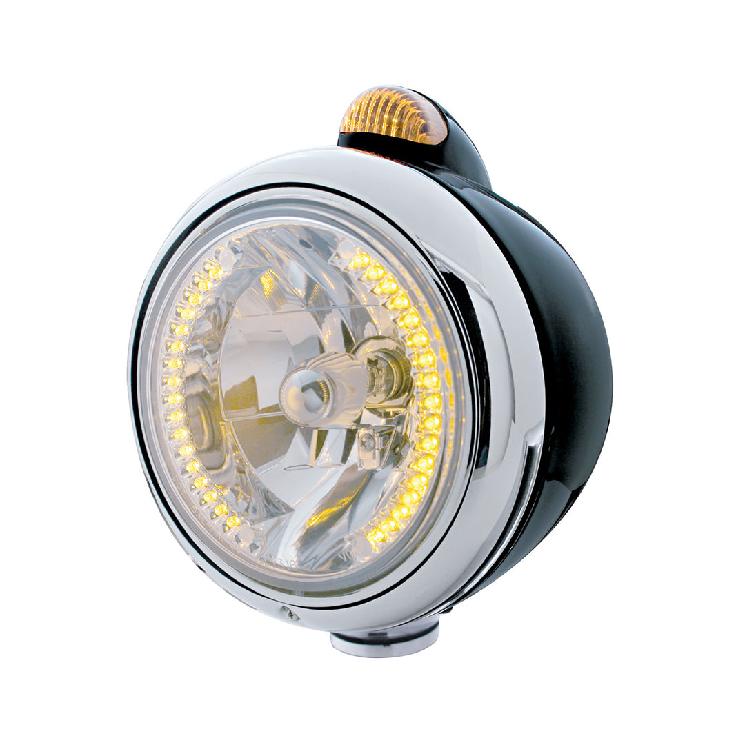 Black Guide 682-C Headlight H4 With Amber LED &amp; Dual Mode LED Signal - Amber Lens - View 1