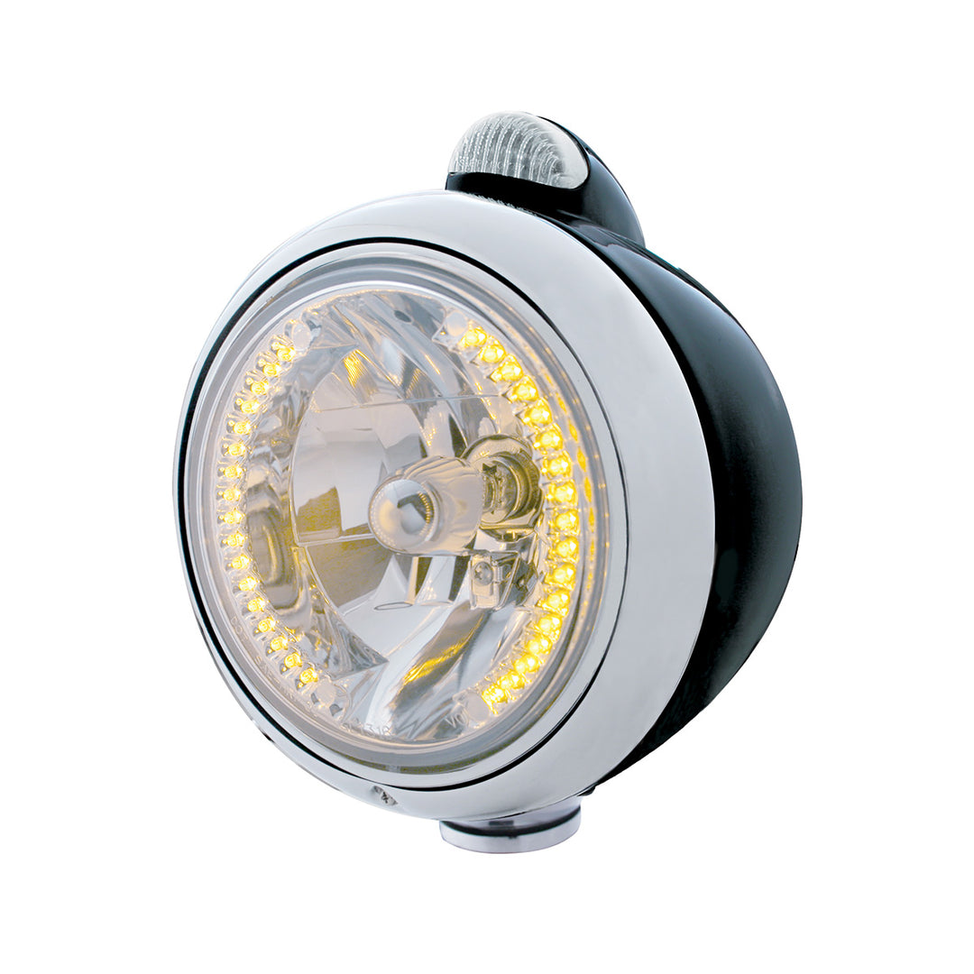Black Guide 682-C Headlight H4 With Amber LED &amp; Dual Mode LED Signal - Clear Lens - View 1