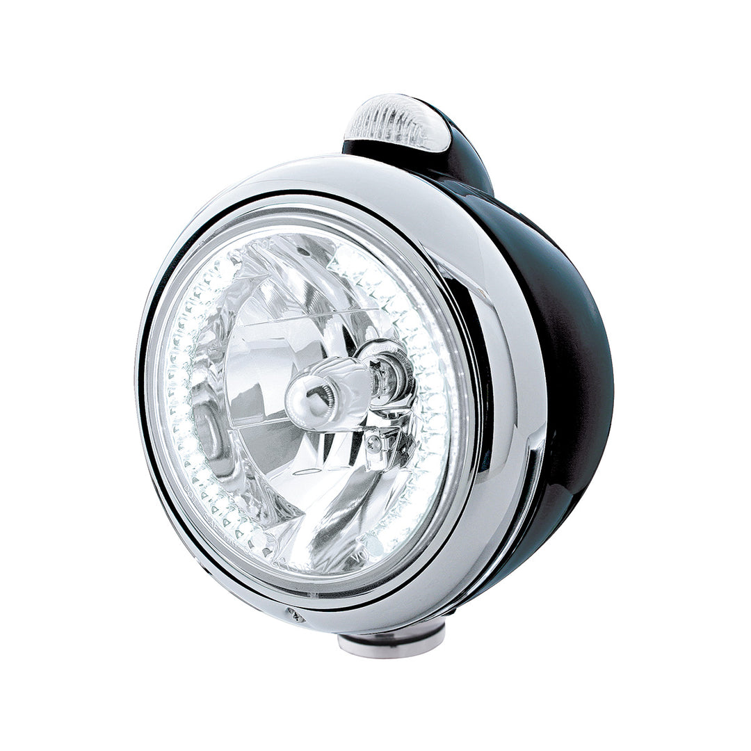 Black Guide 682-C Headlight H4 With White LED &amp; Dual Mode LED Signal - Clear Lens - View 1