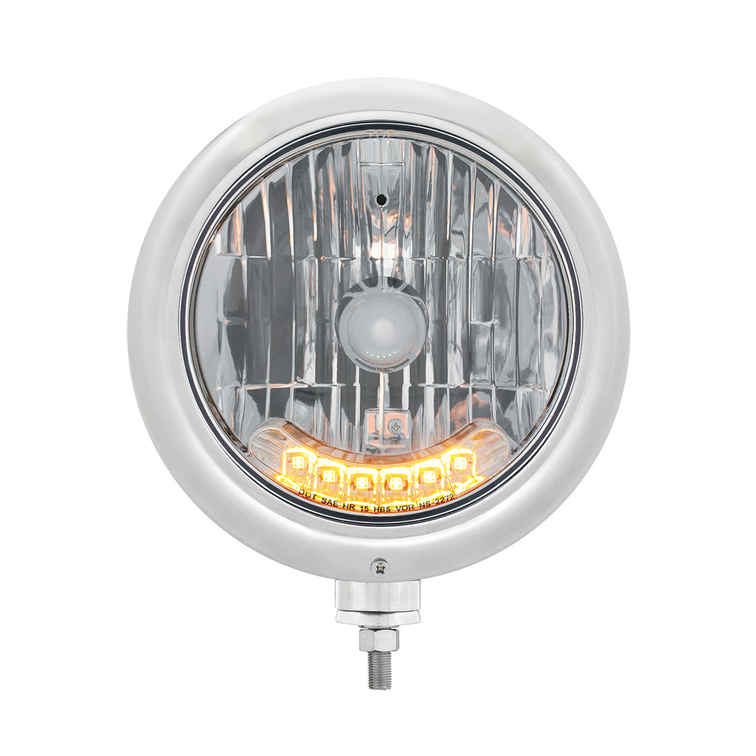 Stainless Steel Classic Headlight H4 Bulb With 6 Amber LED - View 1