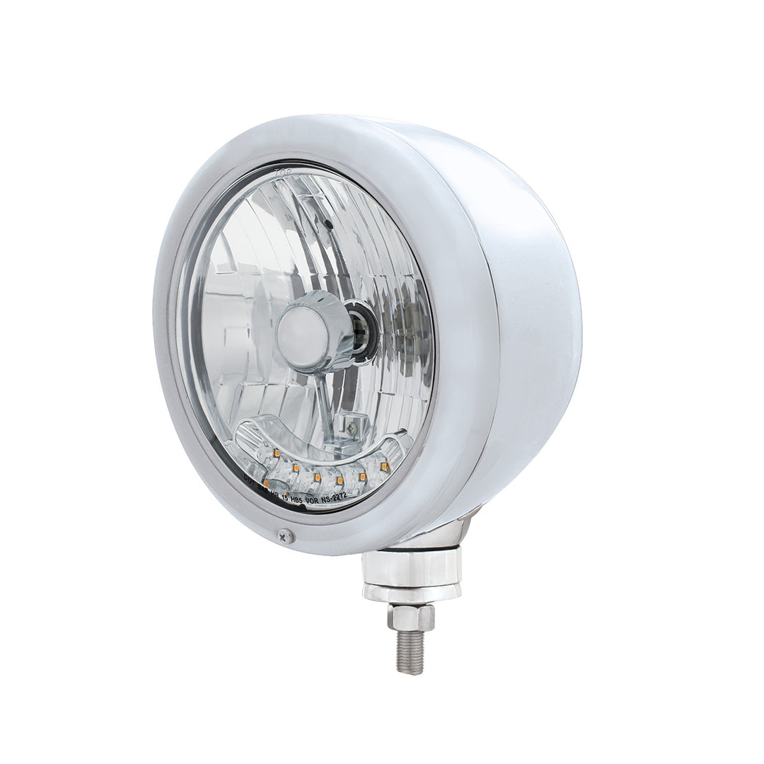 Stainless Steel Classic Headlight H4 Bulb With 6 Amber LED - View 2