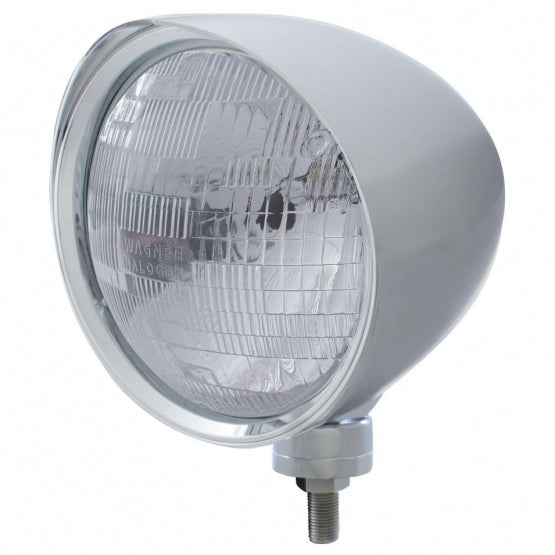 Chrome "Chopper" Headlight With Smooth Visor H6024 Bulb - View 1