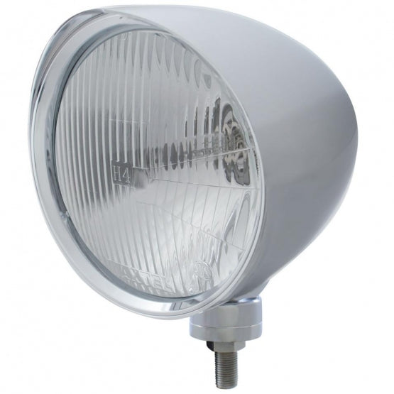 Chrome "Chopper" Headlight With Smooth Visor H4 Bulb - View 1
