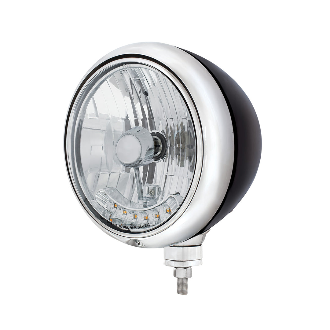 Black Guide 682-C Style Headlight H4 Bulb With 6 Amber LED - View 3