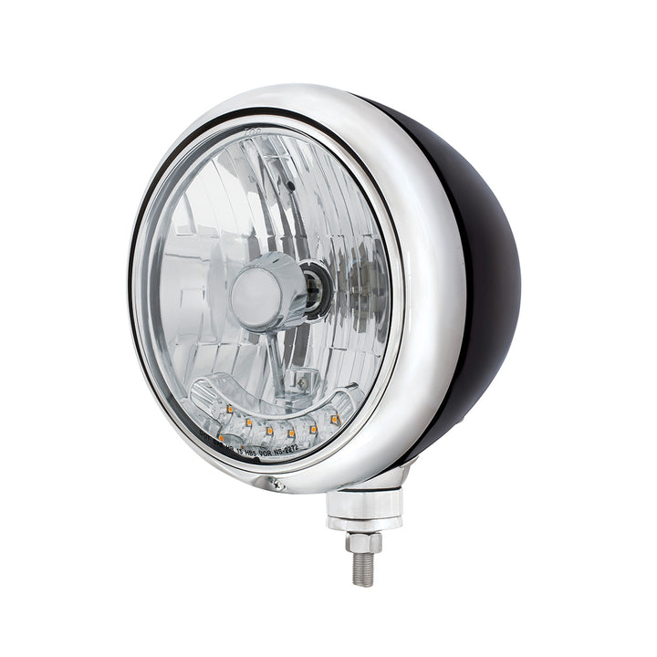 Black Guide 682-C Style Headlight H4 Bulb With 6 Amber LED - View 3