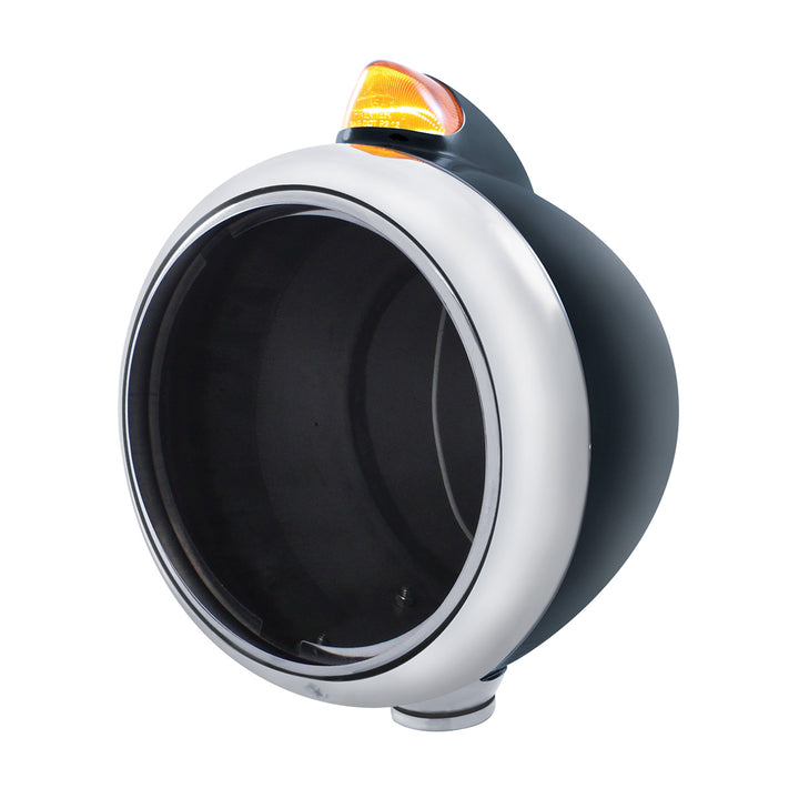 Black Guide 682-C Headlight No Bulb With Original Style LED Signal - Amber Lens - View 1