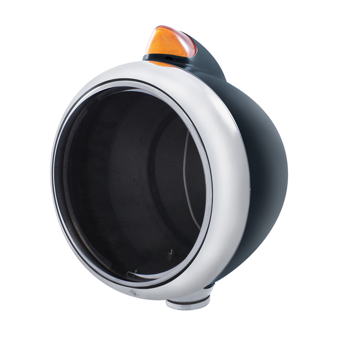 Black Guide 682-C Headlight No Bulb With Original Style LED Signal - Amber Lens - View 2