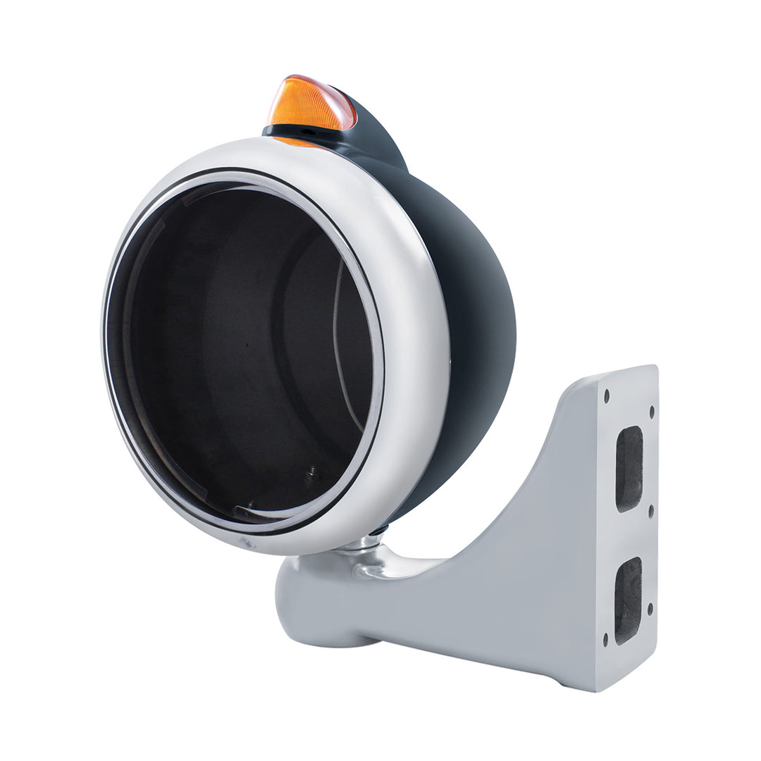 Black Guide 682-C Headlight No Bulb With Original Style LED Signal - Amber Lens - View 6