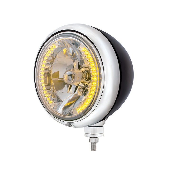 Black Guide 682-C Style Headlight H4 Bulb With 34 Amber LED - View 1