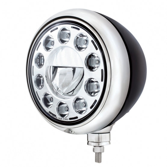 Black Guide Headlight 11 LED Bulb - Chrome - View 1