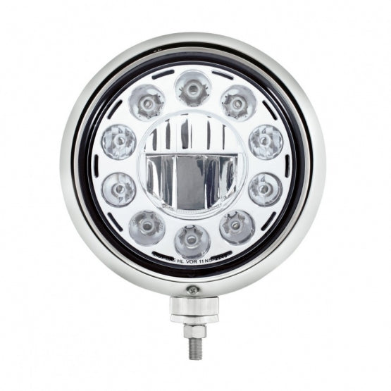 Black Guide Headlight 11 LED Bulb - Chrome - View 2