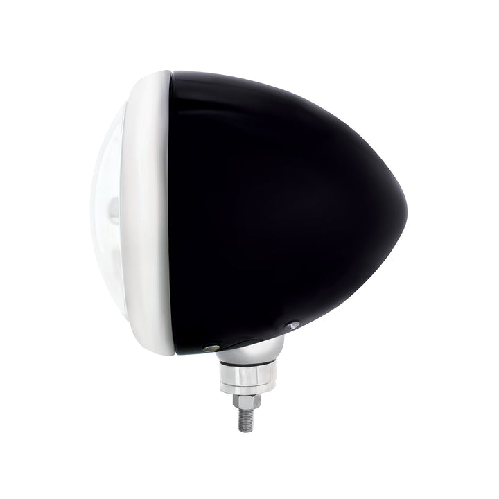 Black Guide Headlight 9007 Bulb With White LED Halo Rim - View 4