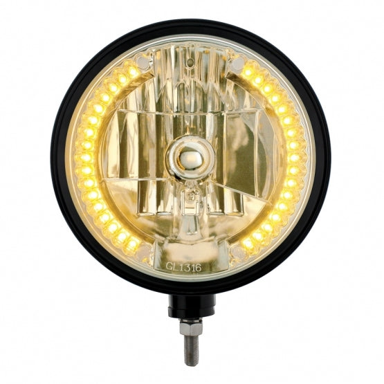 Black "Billet" Style Groove Headlight H4 Bulb With 34 Amber LED - View 2