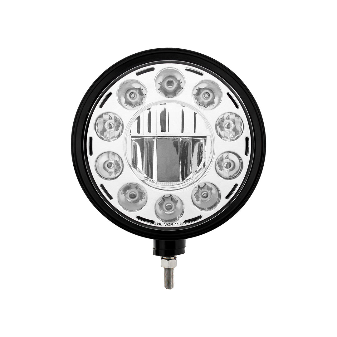Black "Billet" Style Groove Headlight 11 LED Bulb - Chrome - View 2