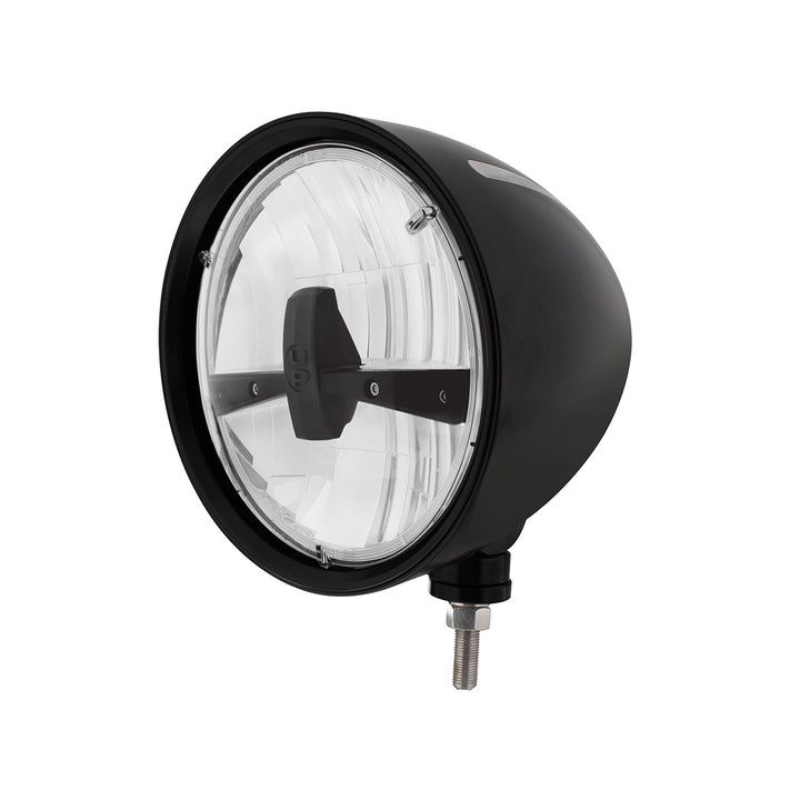 Black "Billet" Style Groove Headlight 5 LED Bulb - Blackout - View 1