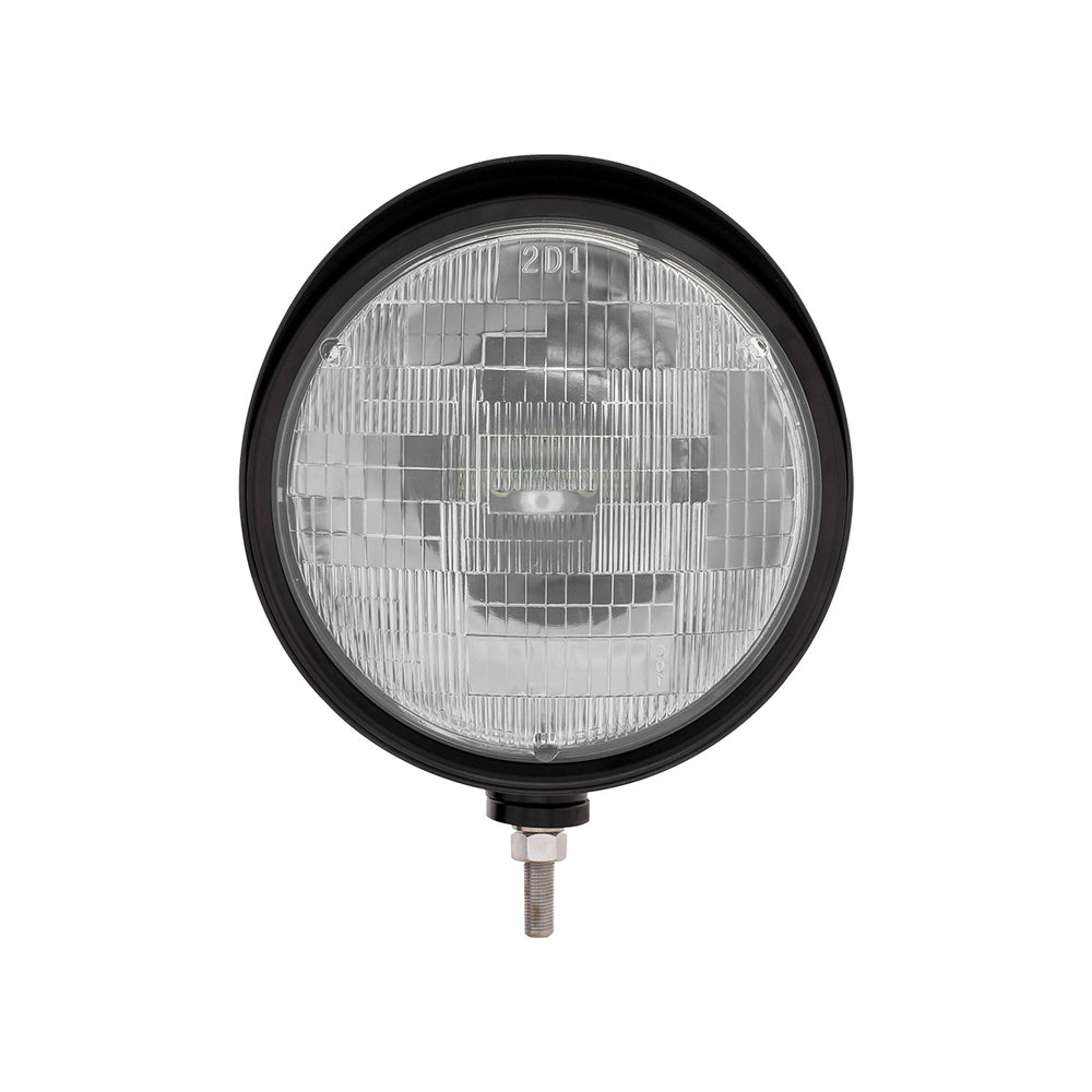 Black "Billet" Style Groove Headlight With Visor H6024 Bulb - View 2