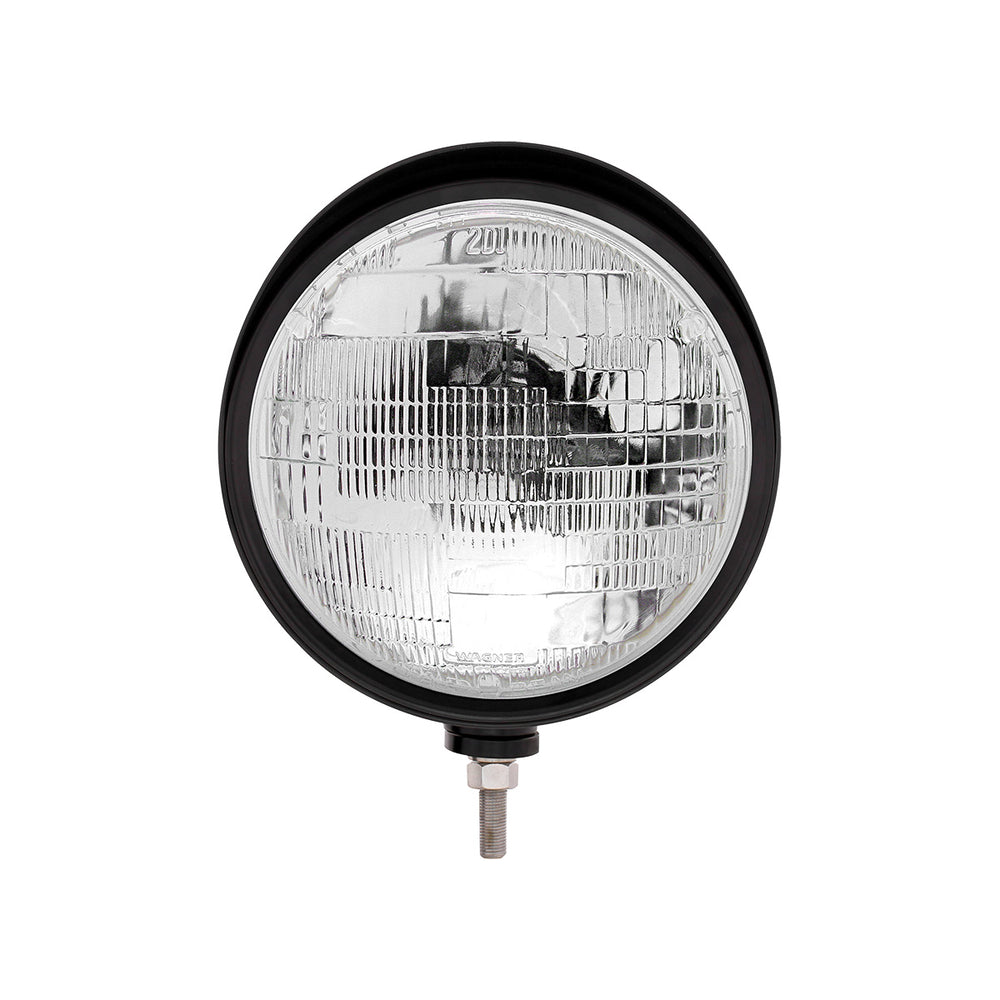 Black "Billet" Style Groove Headlight With Visor H6014 Bulb - View 2
