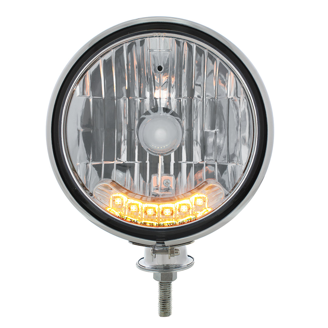 Chrome Kingbee Style Headlight Housing &amp; 9007 Bulb With 6 Amber LED - View 4