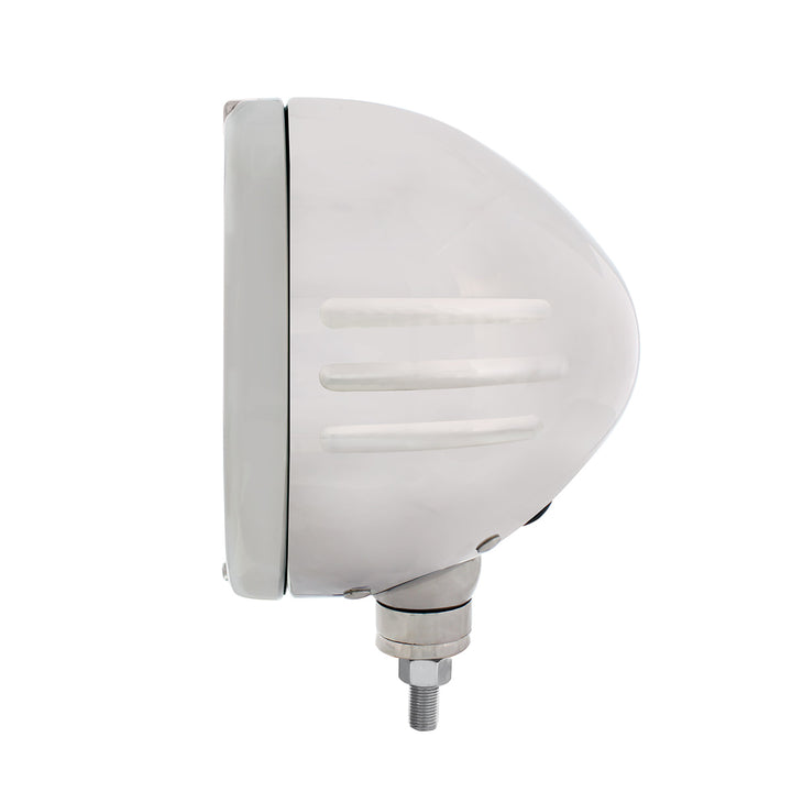 Stainless Steel Classic Stripe Headlight No Bulb With LED Signal - Clear Lens - View 3
