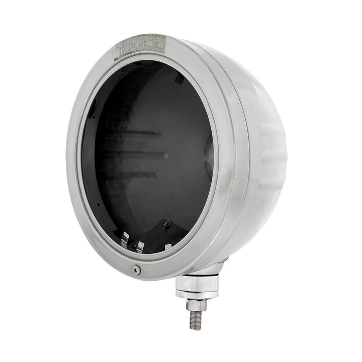 Stainless Steel Bullet Embossed Stripe Headlight No Bulb With LED Signal - Clear Lens - View 1