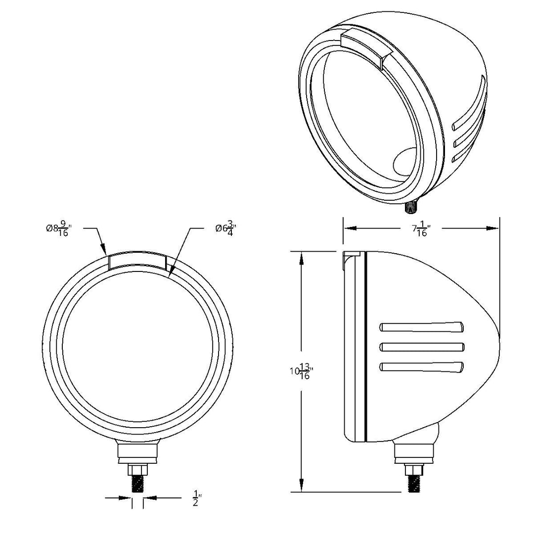 Stainless Steel Bullet Embossed Stripe Headlight No Bulb With LED Signal - Clear Lens - View 4