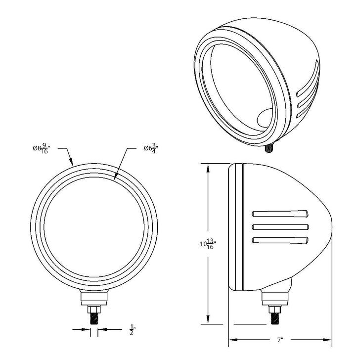 Stainless Classic Style Embossed Stripe Headlight Housing - View 4