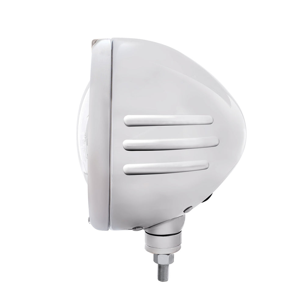 Stainless Steel Classic Embossed Stripe Headlight 5 LED Bulb & Dual Mode LED Signal-Clear Lens - View 2