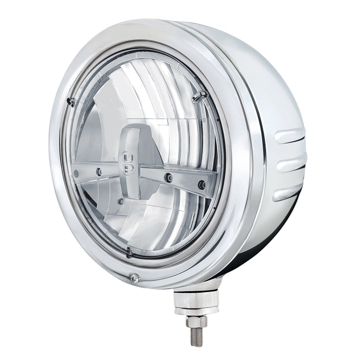 Stainless Bullet Embossed Stripe Headlight Housing With 5 LED 7" Round Headlight - View 1