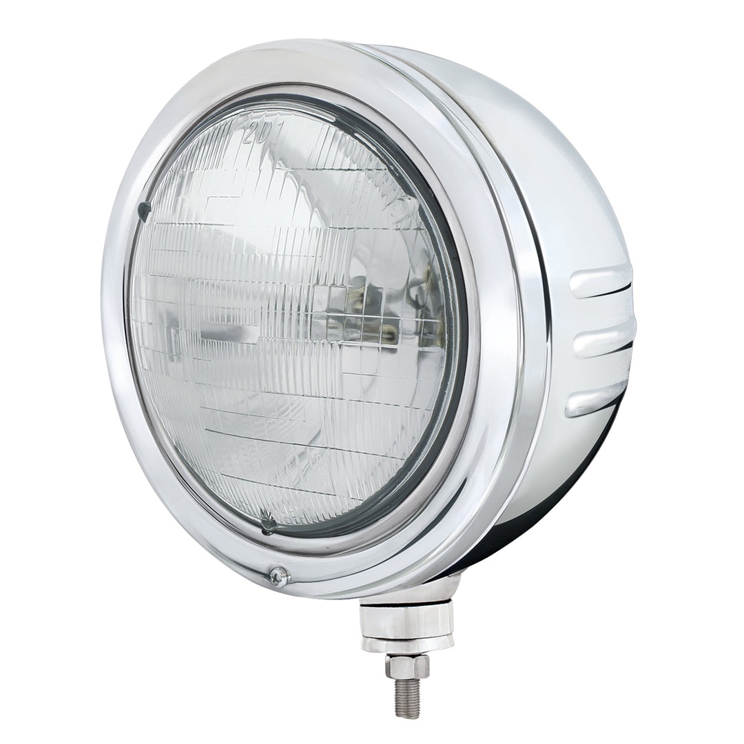 Stainless Bullet Embossed Stripe Headlight Housing With H6024 Halogen Headlight - View 1