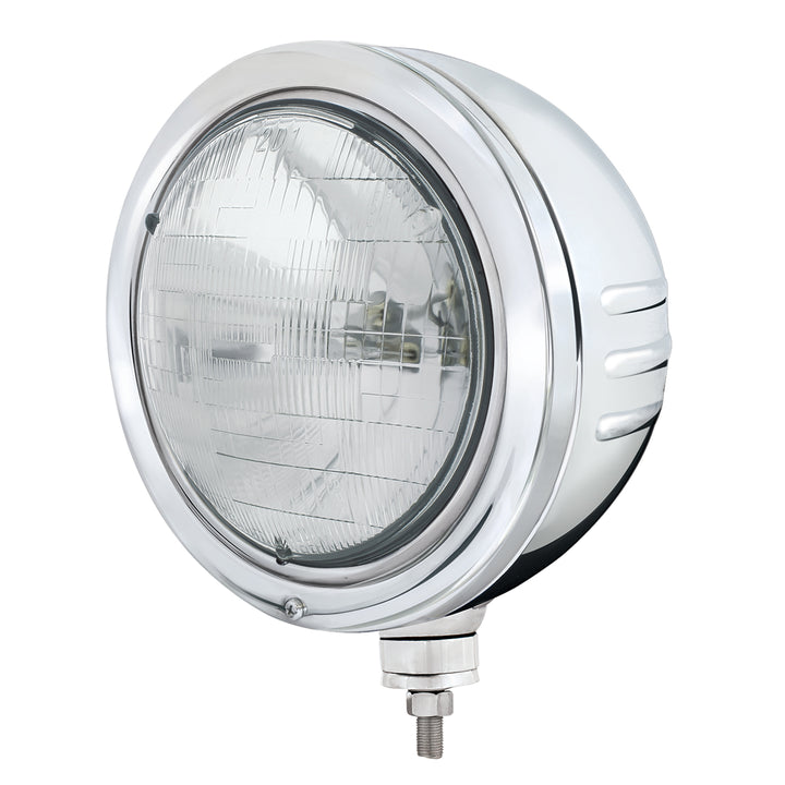Stainless Bullet Embossed Stripe Headlight Housing With H6024 Halogen Headlight - View 1
