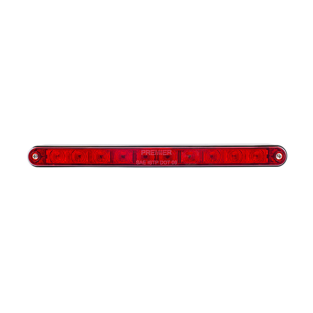 10 LED 9" Split Turn Function Light Bar With Bezel - Red LED/Red Lens - View 2