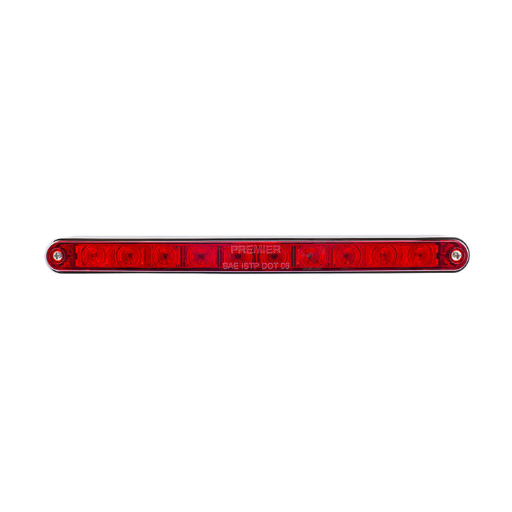 10 LED 9" Split Turn Function Light Bar With Bezel - Red LED/Red Lens - View 2