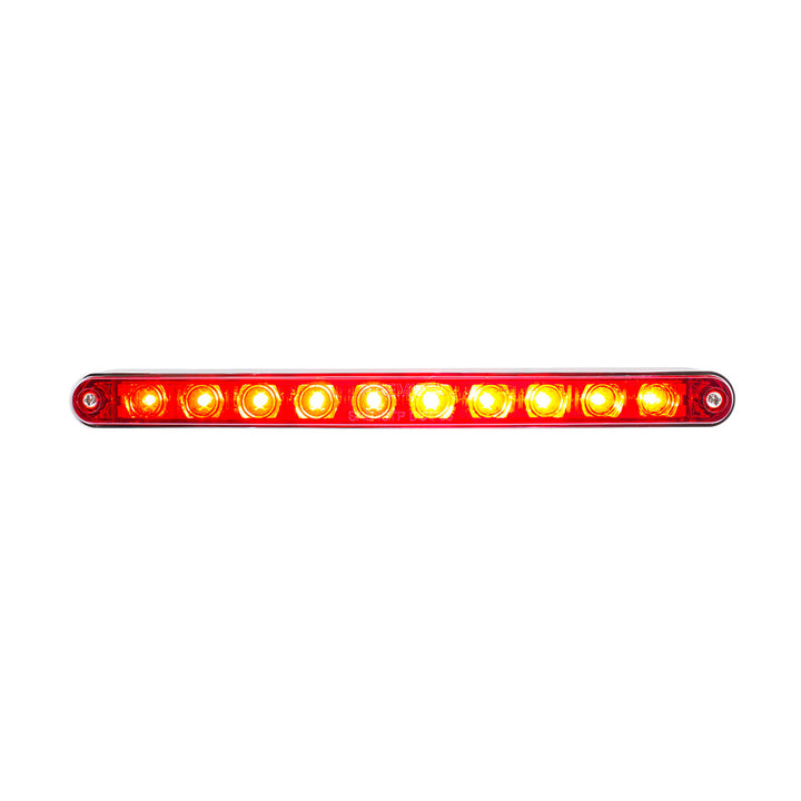 10 LED 9" Split Turn Function Light Bar With Bezel - Red LED/Red Lens - View 4