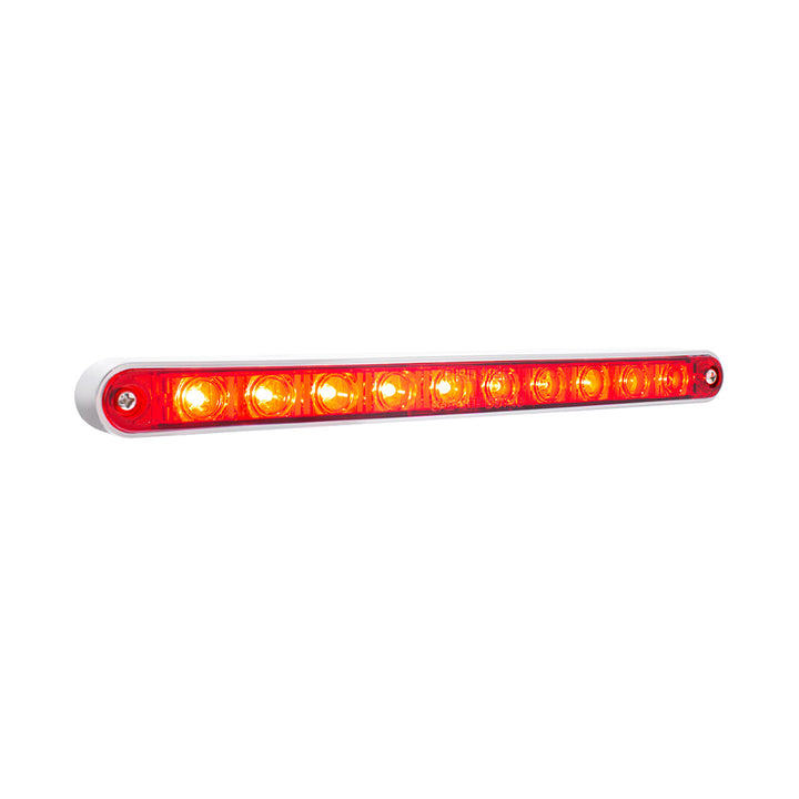 10 LED 9" Split Turn Function Light Bar With Bezel - Red LED/Red Lens - View 5