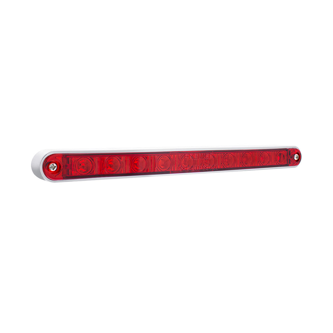 10 LED 9" Split Turn Function Light Bar With Bezel - Red LED/Red Lens - View 6