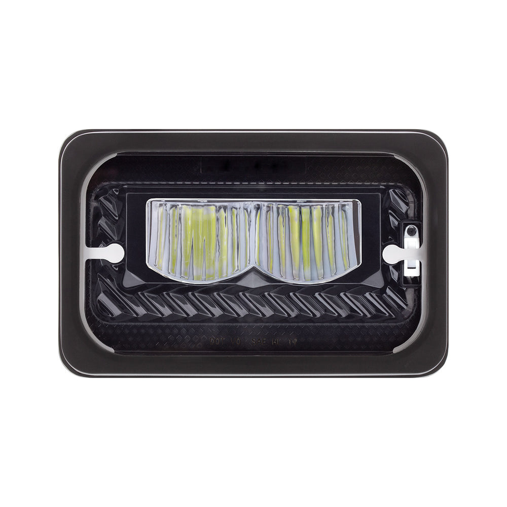 ULTRALIT - Heated 4" X 6" LED Headlight With Glass Lens & Aluminum Housing - High Beam - Black - View 2