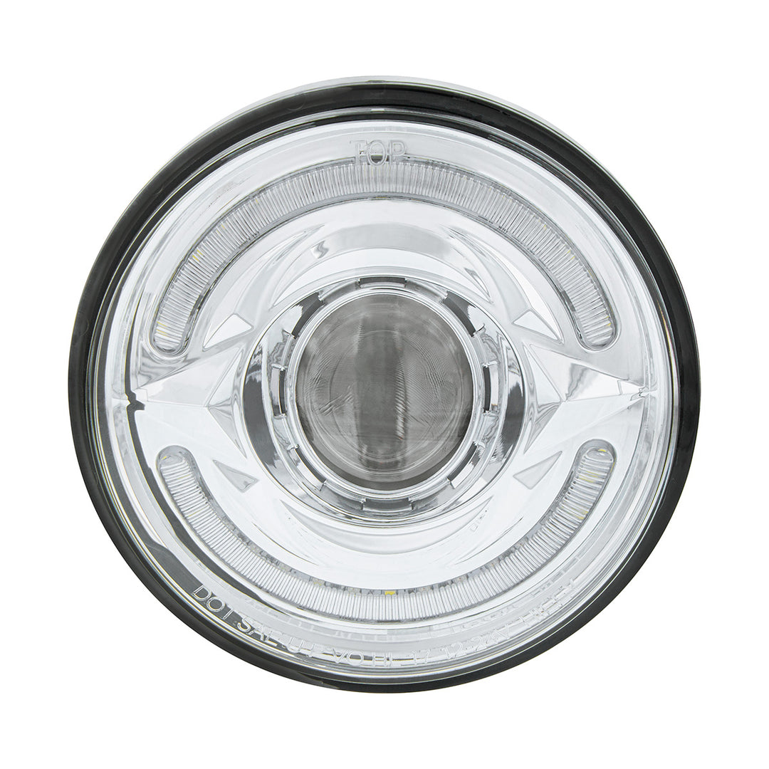 ULTRALIT- LED 5-3/4" Round Headlight With 60 LED Dual Color Light Bar, Amber &amp; White LED - High Beam - View 1