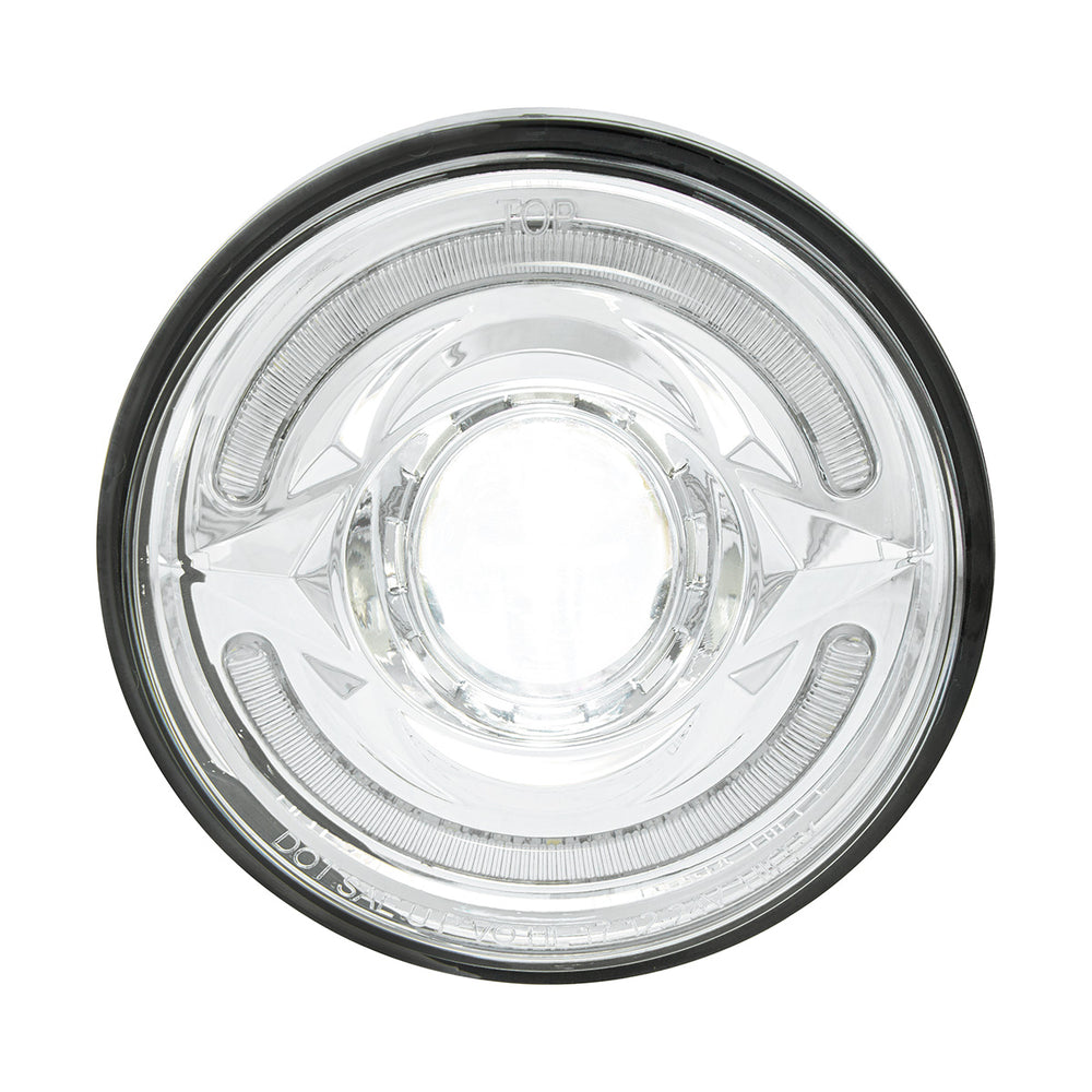 ULTRALIT- LED 5-3/4" Round Headlight With 60 LED Dual Color Light Bar, Amber & White LED - High Beam - View 2
