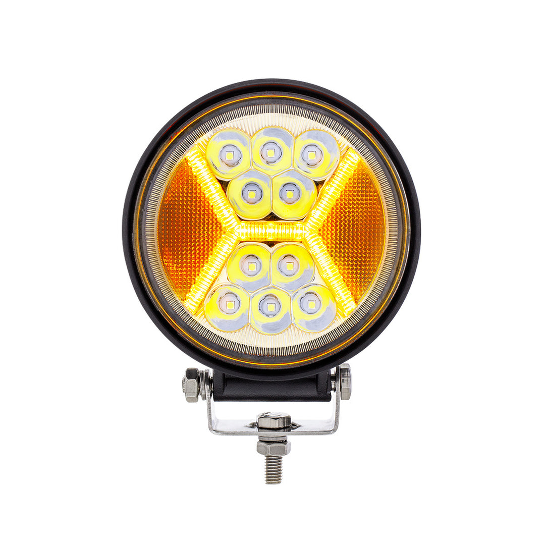 4.5" 24 High Power LED Work Light With "X" Amber Light Guide - View 1