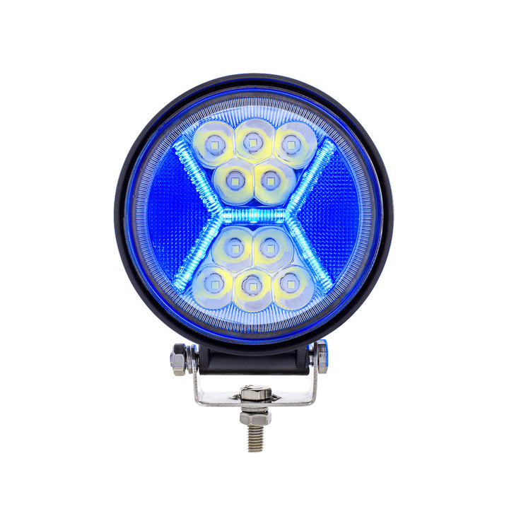 4.5" 24 High Power LED Work Light With "X" Blue Light Guide - View 1