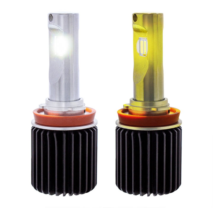 Triple Color High Power 12V H11 LED Bulbs - White/Yellow/W+Y (2-Pack) - View 1