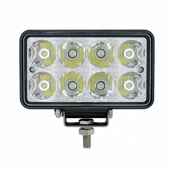 8 High Power LED Rectangular Work Light With Chrome Reflector - View 1