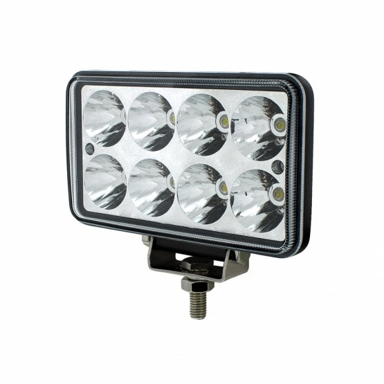 8 High Power LED Rectangular Work Light With Chrome Reflector - View 2