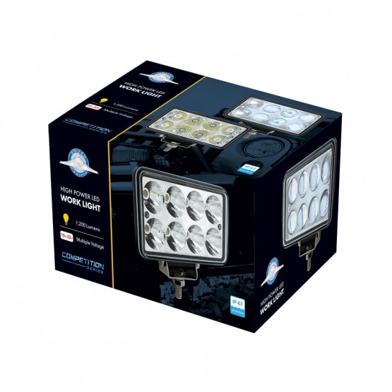 8 High Power LED Rectangular Work Light With Chrome Reflector - View 4