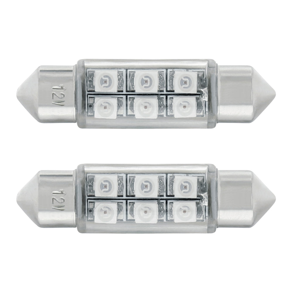 6 SMD High Power Micro LED 6418/6461-36mm Dome Light Bulb - Amber (2-Pack) - View 2
