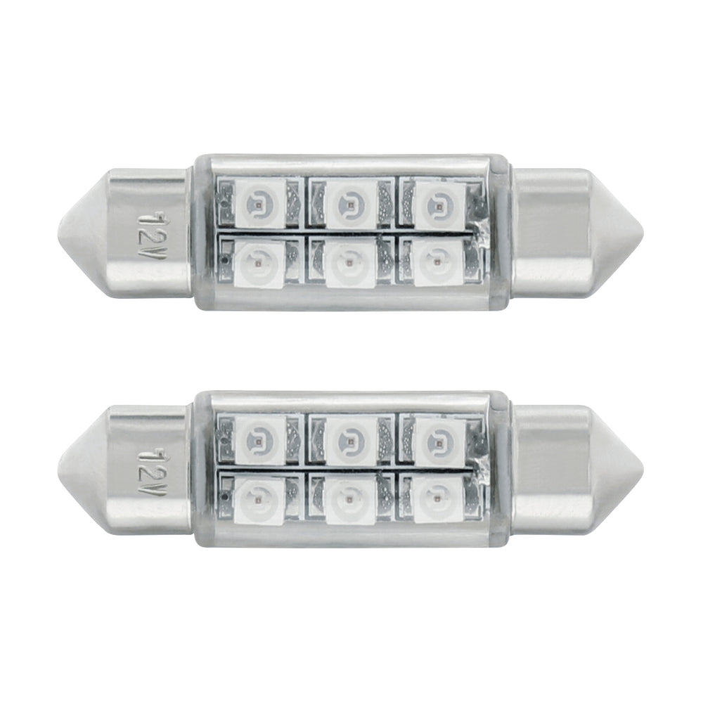 6 SMD High Power Micro LED 6418/6461-36mm Dome Light Bulb - Blue (2-Pack) - View 2