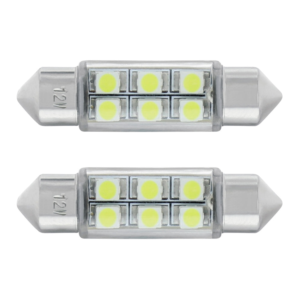 6 SMD High Power Micro LED 6418/6461-36mm Dome Light Bulb - White (2-Pack) - View 2